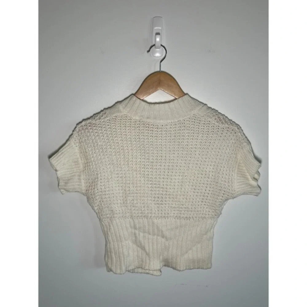 Y2K‎ Belted Chunky Knit Shrug Top Womens Knit White S